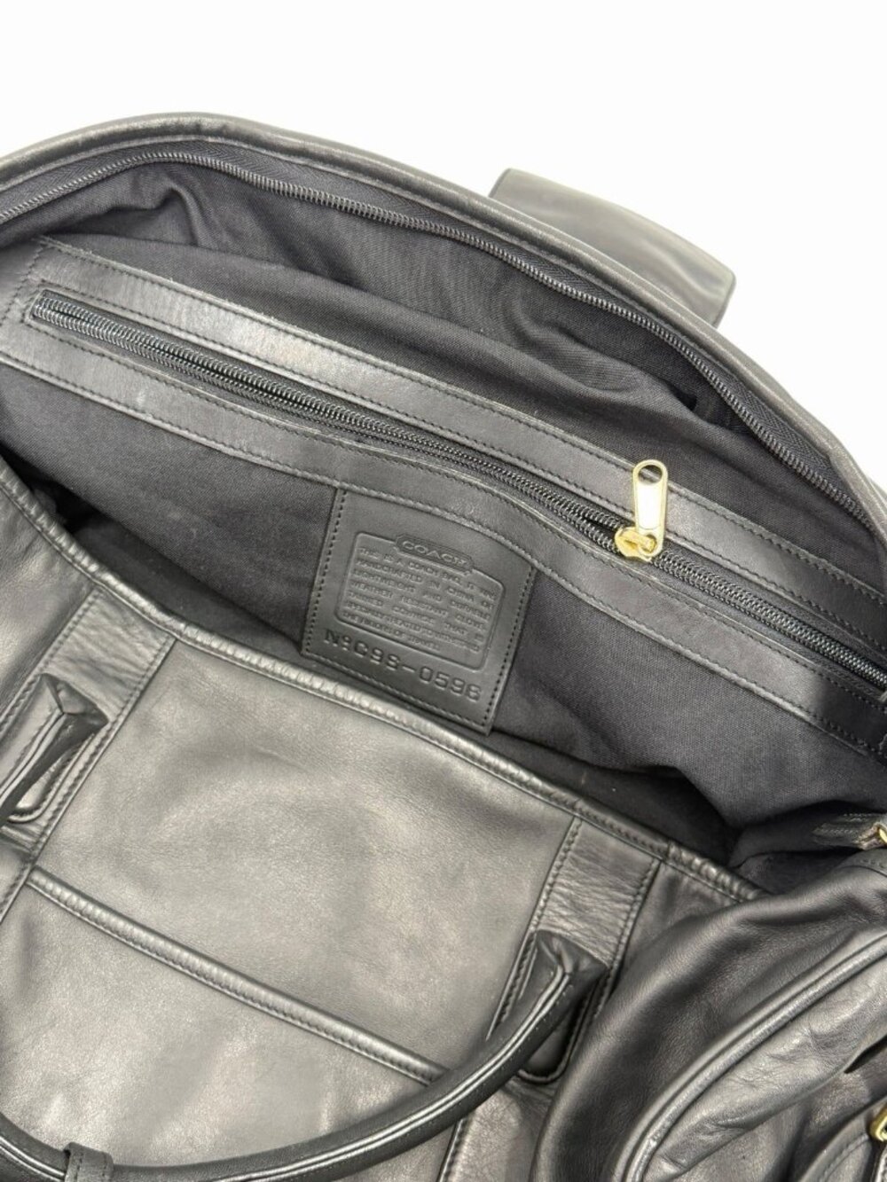 COACH Vintage Black Leather Duffel Weekender 0596 Bag - Picture 8 of 12